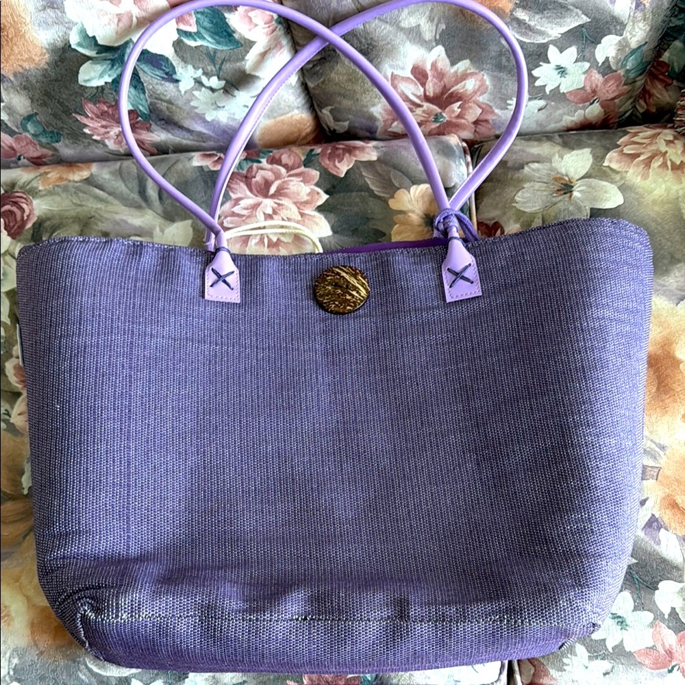 Purple Tote Bag with Gold Accent - Women Bags